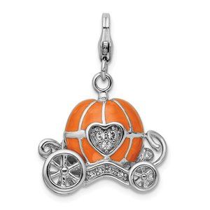 Sterling Silver 3-D Enameled Carriage W/Lobster Clasp Charm New Pendant